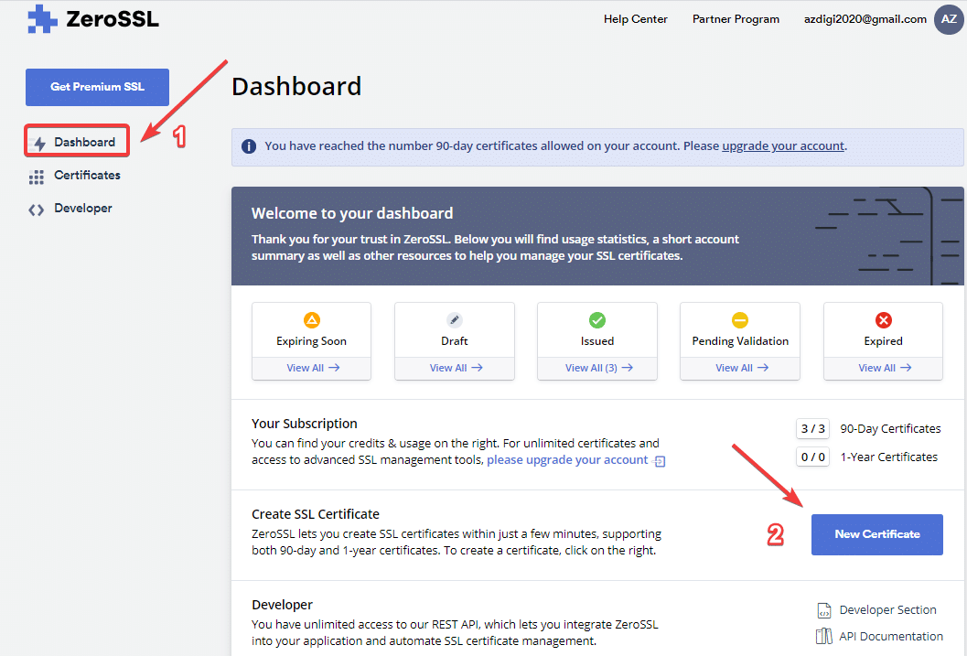 Hướng dẫn cài đặt SSL miễn phí với ZeroSSL 3 2 4