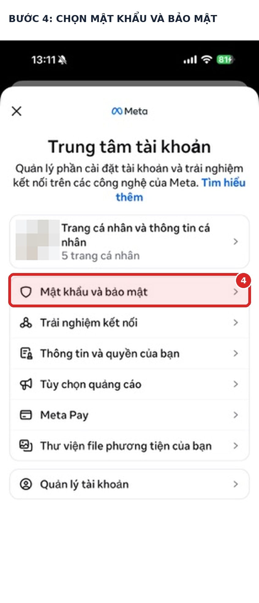Facebook ra mắt tick trắng miễn phí: Facebook Verified hoạt động thế nào? 5 Chọn Mật khẩu và bảo mật trong Trung tâm tài khoản