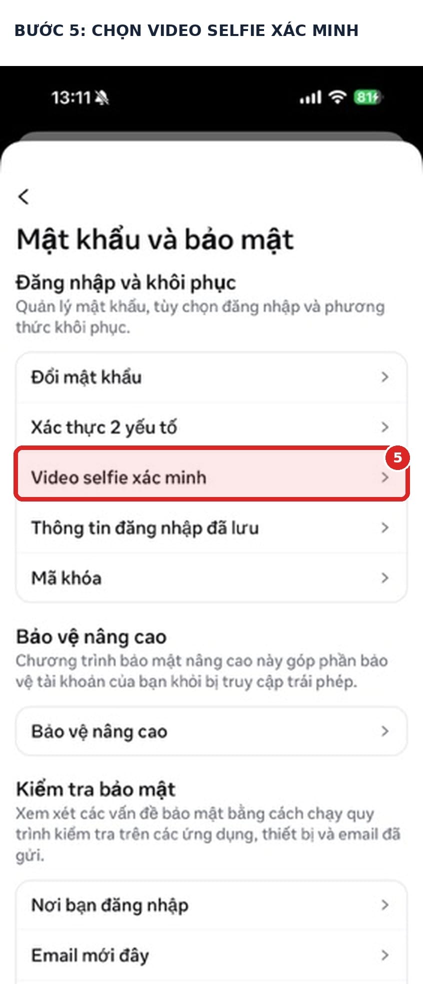 Facebook ra mắt tick trắng miễn phí: Facebook Verified hoạt động thế nào? 6 Chọn Video selfie xác minh trong phần Mật khẩu và bảo mật