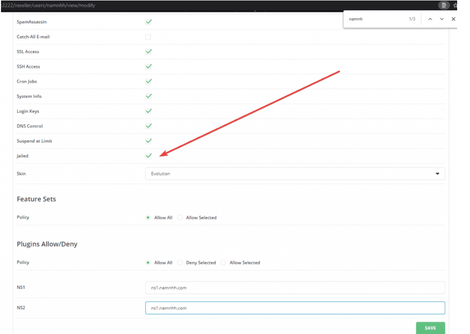 Hướng dẫn cấu hình Giới hạn quyền user Directadmin 1.6 5 5Capture
