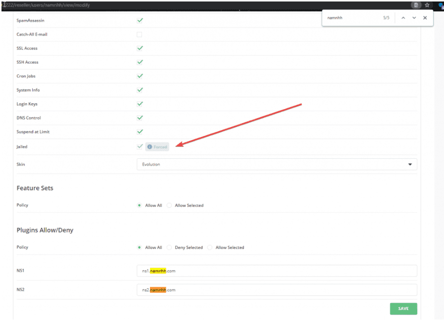 Hướng dẫn cấu hình Giới hạn quyền user Directadmin 1.6 7 7Capture