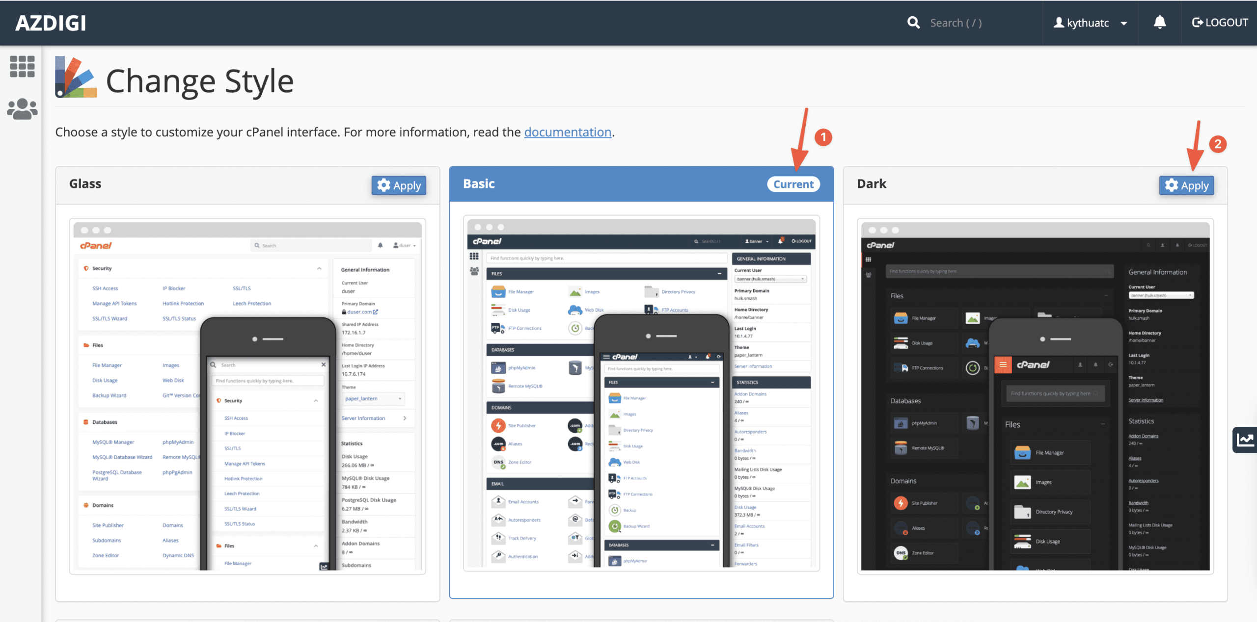 Thay đổi ngôn ngữ và giao diện cPanel 6 Thay đổi ngôn ngữ và giao diện cPanel