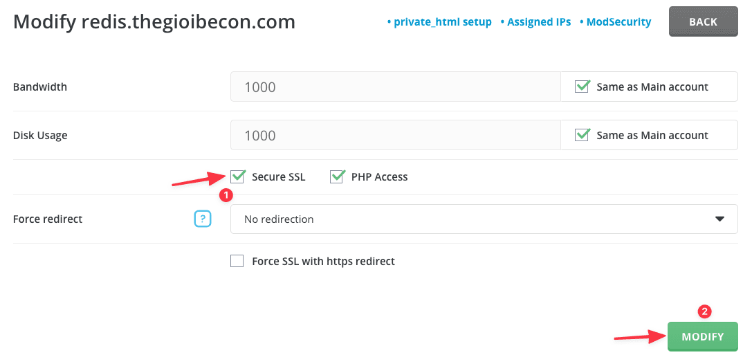 Xử lý lỗi “SSL is not enabled for this domain” trên DirectAdmin 4 SSL is not enabled for this domain
