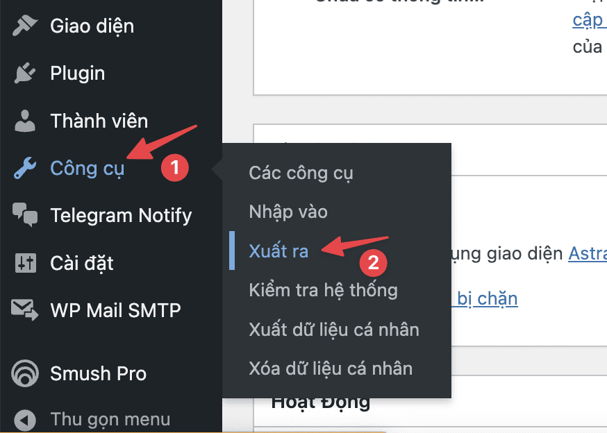 Sử dụng công cụ Export/Import dữ liệu trên WordPress 1 Sử dụng công cụ Export/Import dữ liệu trên WordPress