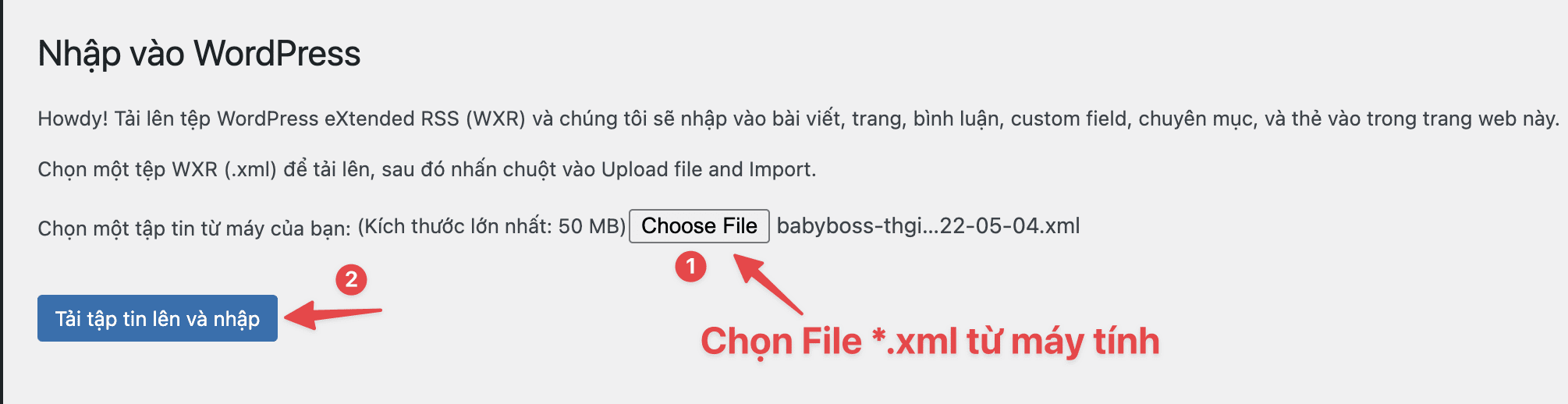 Sử dụng công cụ Export/Import dữ liệu trên WordPress 6 Sử dụng công cụ Export/Import dữ liệu trên WordPress
