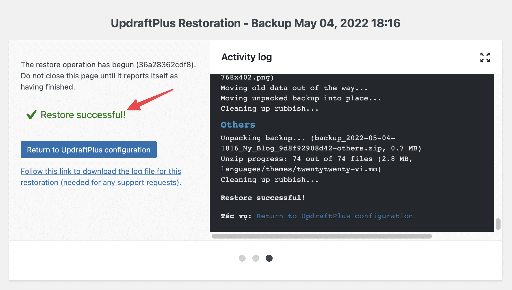 Backup/Restore dữ liệu WordPress với UpdraftPlus 11 Backup/Restore dữ liệu website với UpdraftPlus