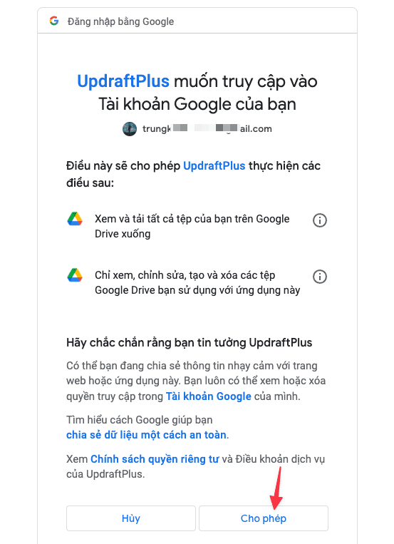 Backup dữ liệu WordPress lên Google Drive với UpdraftPlus 7 CleanShot 2022 05 06 at 22.50.37
