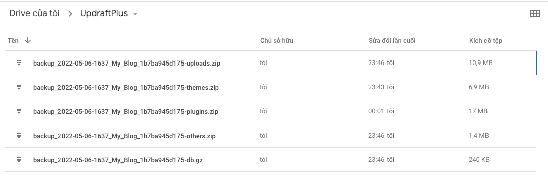 Backup dữ liệu WordPress lên Google Drive với UpdraftPlus 12 CleanShot 2022 05 07 at 00.02.34