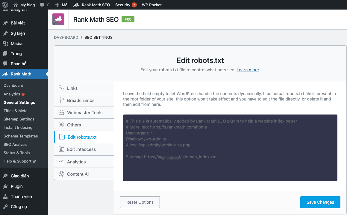Sửa lỗi robots.txt file is not writable khi sử dụng Rank Math 6 CleanShot 2022 05 14 at 18.18.46