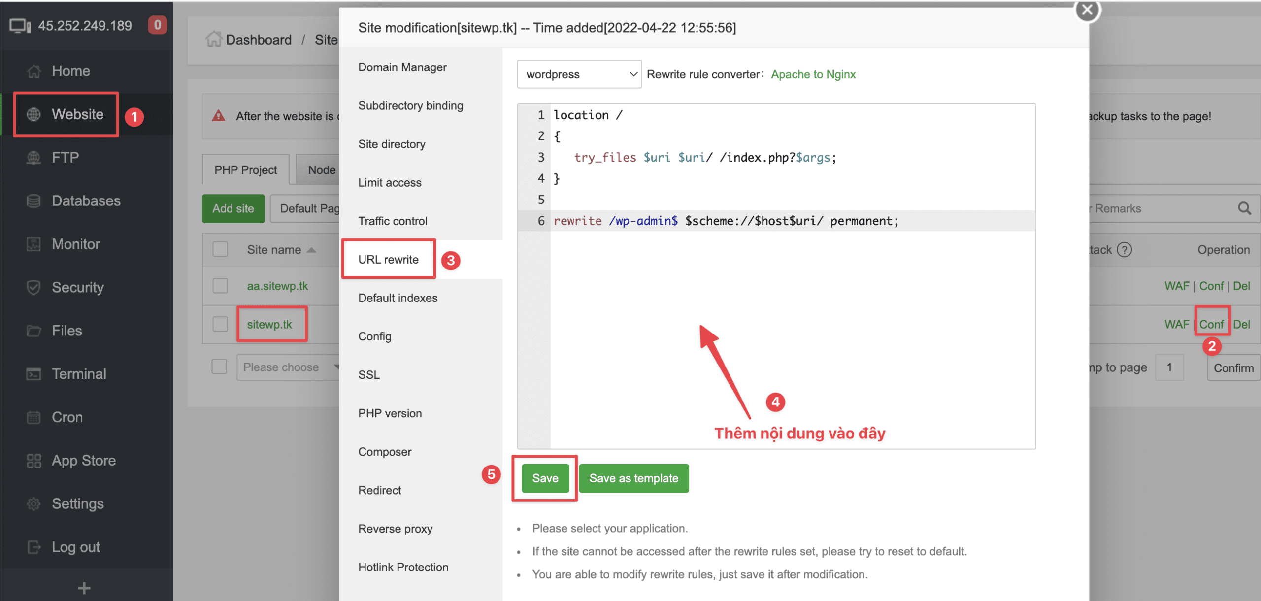 Xử lý lỗi 404 Sitemap trên aaPanel sử dụng Nginx 3 Xử lý lỗi 404 Sitemap trên aaPanel sử dụng Nginx