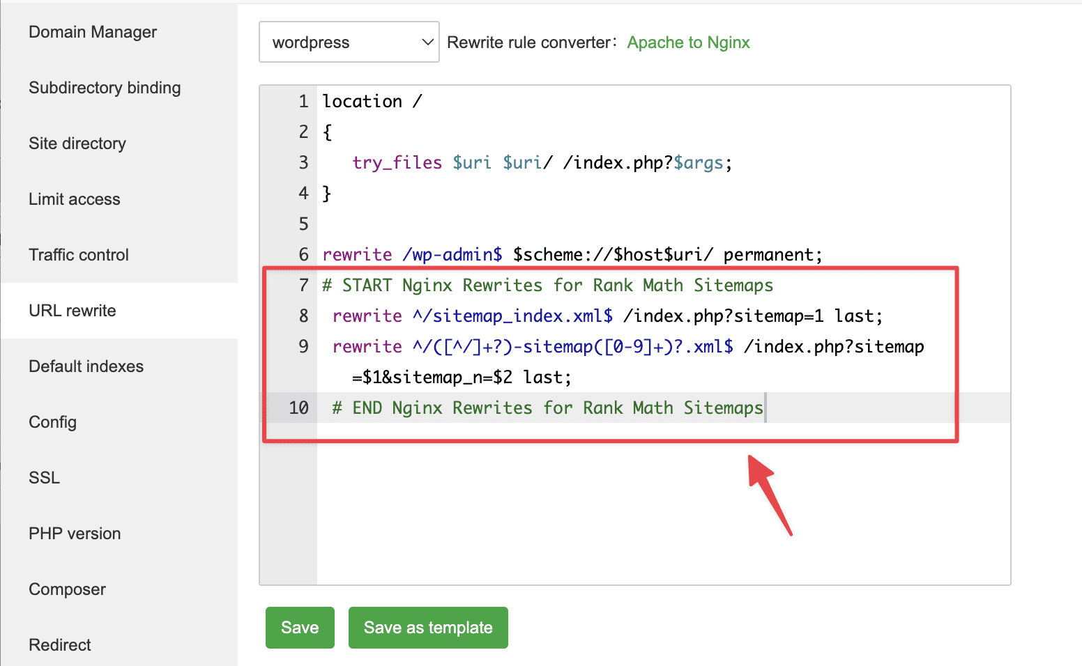 Xử lý lỗi 404 Sitemap trên aaPanel sử dụng Nginx 4 Xử lý lỗi 404 Sitemap trên aaPanel sử dụng Nginx