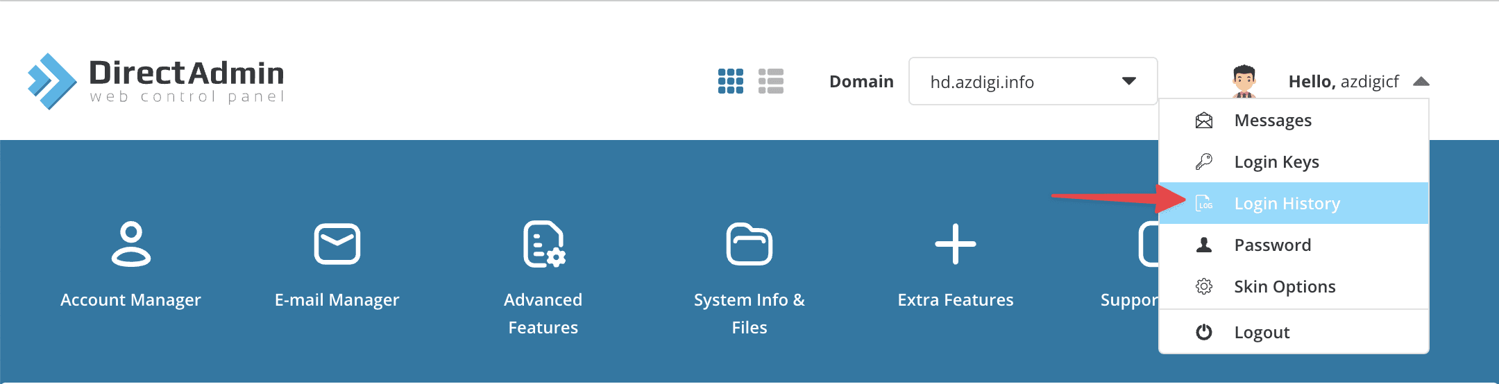 Hướng dẫn kiểm tra lịch sử Login vào DirectAdmin 4 Hướng dẫn kiểm tra lịch sử Login vào DirectAdmin
