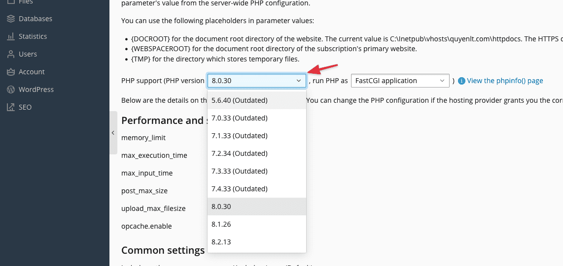 Hướng Dẫn Thay Đổi Phiên Bản PHP Cho Website trên Plesk 4 CleanShot 2023 12 25 at 18.10.26 edited