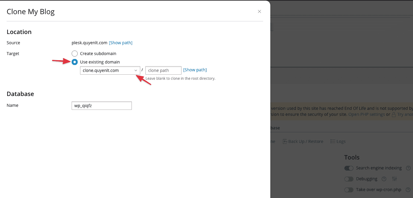 Hướng dẫn Clone Website WordPress trên Plesk với WP Toolkit 2 CleanShot 2023 12 25 at 18.46.05 edited