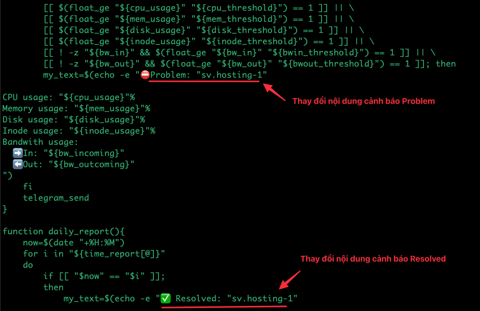 Tạo script Monitor tài nguyên VPS và thông báo qua Telegram 8 Tạo script Monitor tài nguyên VPS và thông báo qua Telegram