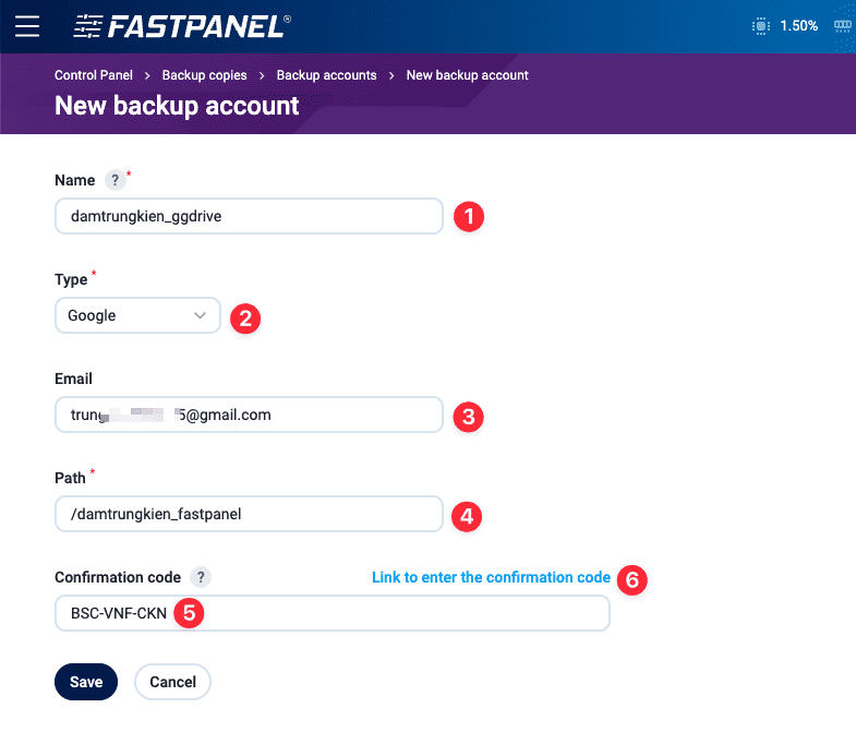 Hướng dẫn backup dữ liệu FastPanel lên Google Drive 5 Hướng dẫn backup dữ liệu FastPanel lên Google Drive