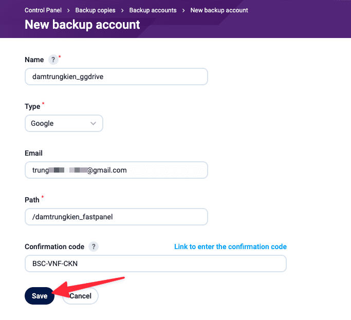 Hướng dẫn backup dữ liệu FastPanel lên Google Drive 10 Hướng dẫn backup dữ liệu FastPanel lên Google Drive
