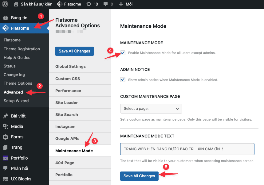 Bật chế độ bảo trì website trên theme Flatsome 2 Bật chế độ bảo trì website trên theme Flatsome