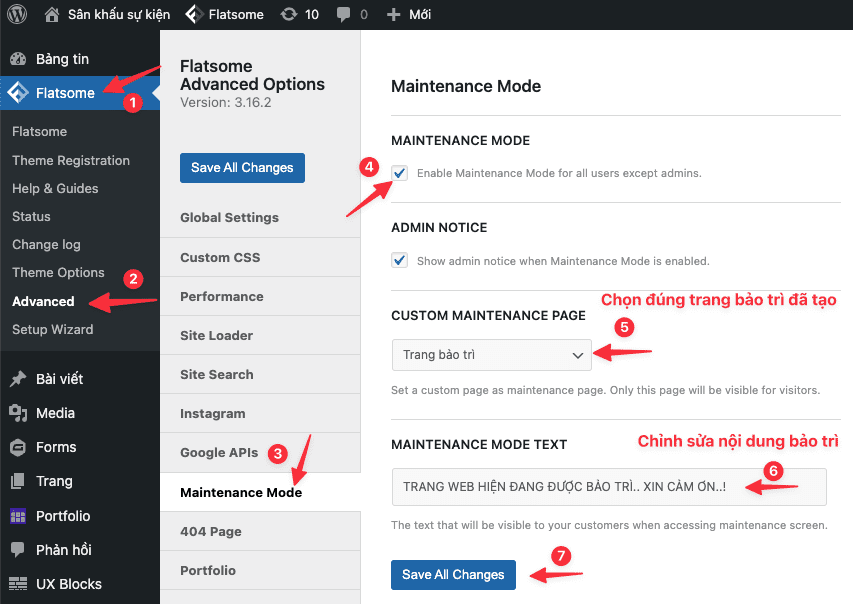 Bật chế độ bảo trì website trên theme Flatsome 6 Bật chế độ bảo trì website trên theme Flatsome