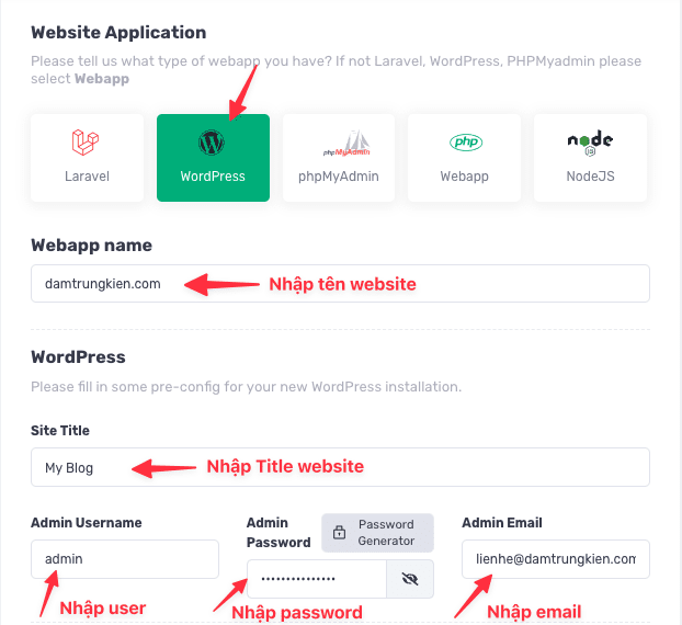 Hướng dẫn cài đặt WordPress lên XVPS 4 Hướng dẫn cài đặt WordPress lên XVPS
