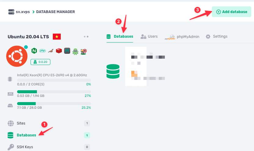 Hướng dẫn tạo Database trên XPVS 5 CleanShot 2024 01 03 at 14.56.27