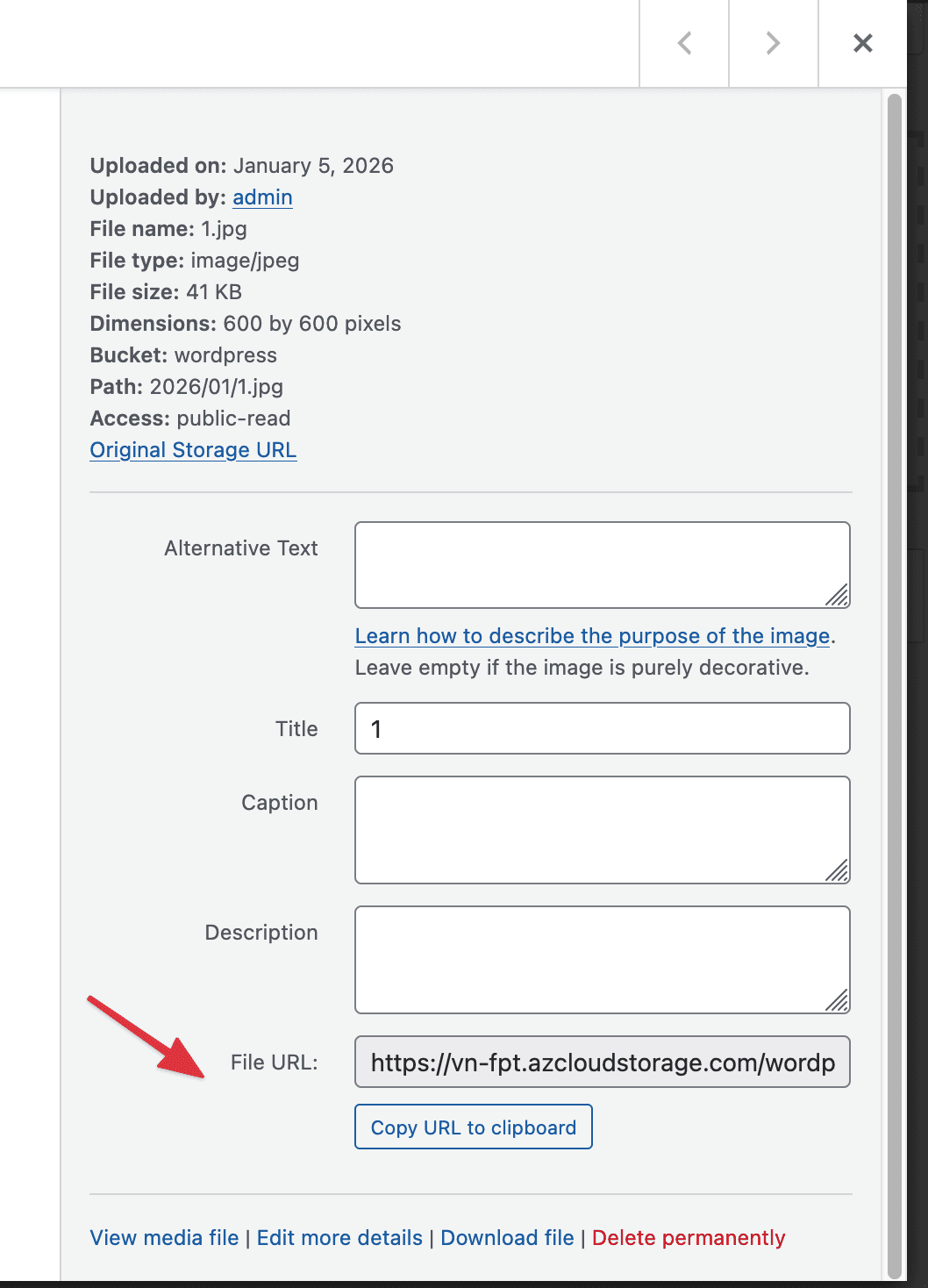 Tích hợp dịch vụ S3 Storage vào WordPress để lưu trữ hình ảnh 16 CleanShot 2026 01 05 at