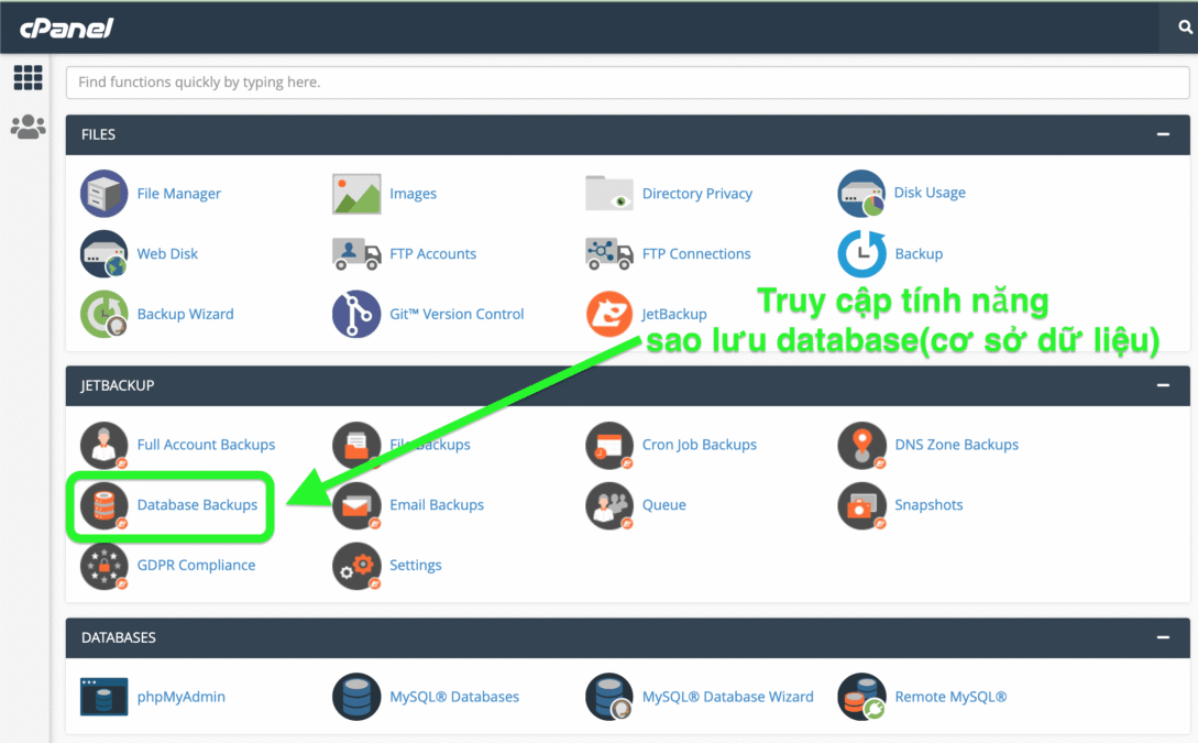 Hướng dẫn khôi phục lại database với Jetbackup với 2 bước