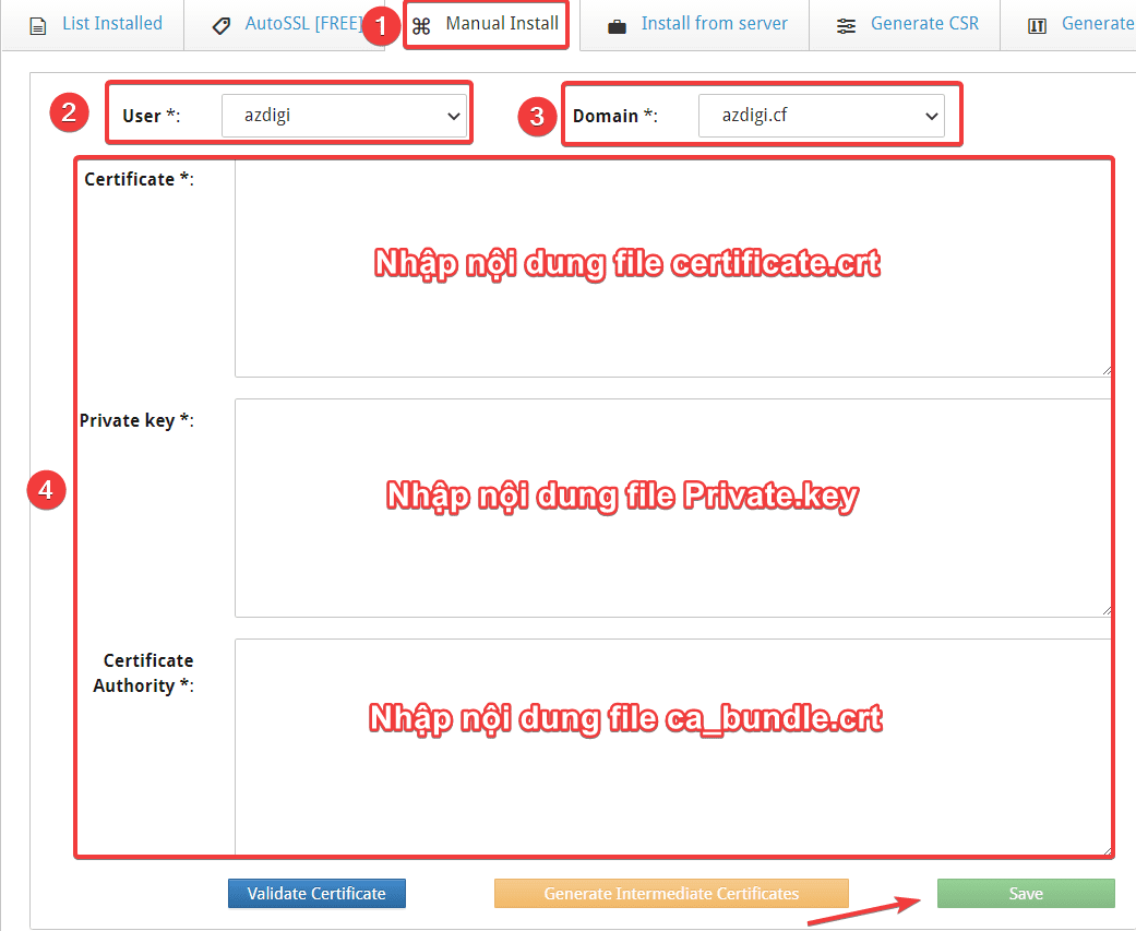 Cài đặt SSL có phí trên Centos Web Panel (CWP) 4 Cài đặt SSL có phí trên Centos Web Panel