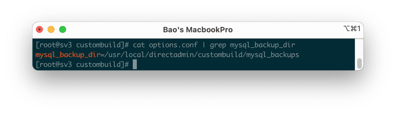 Hướng dẫn chuyển MySQL sang MariaDB trên DirectAdmin 5 cat options.conf | grep mysql_backup_dir