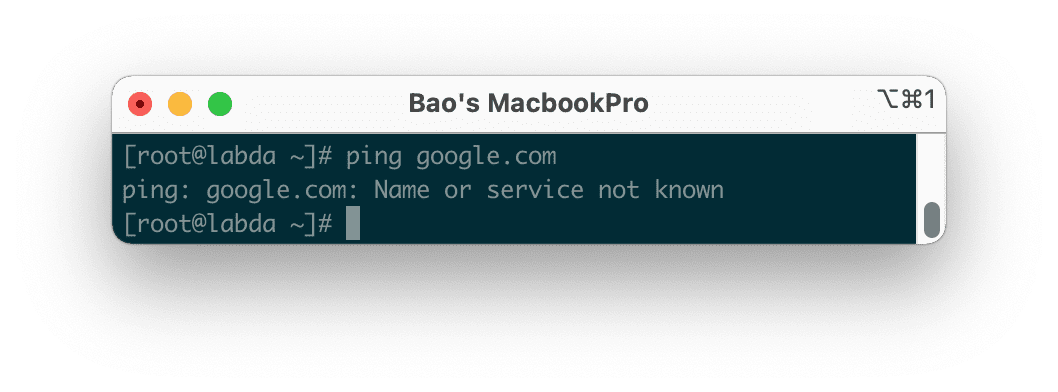 Thông báo lỗi Name or service not know