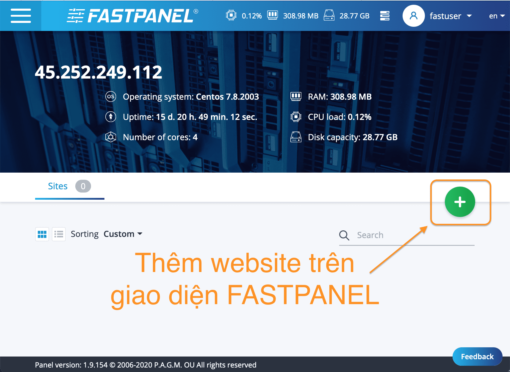 Hướng dẫn cài đặt WordPress lên FASTPANEL 3 cài đặt WordPress lên FASTPANEL