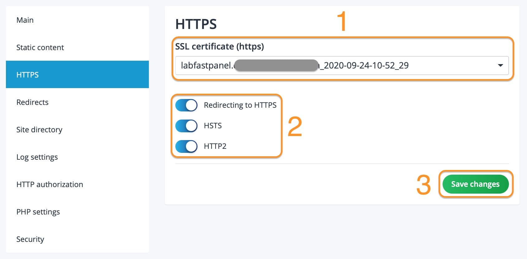 Hướng dẫn cài đặt SSL Let’s Encrypt cho website trên FASTPANEL 14 Screen Shot 2020 09 24 at 12.11.56 PM
