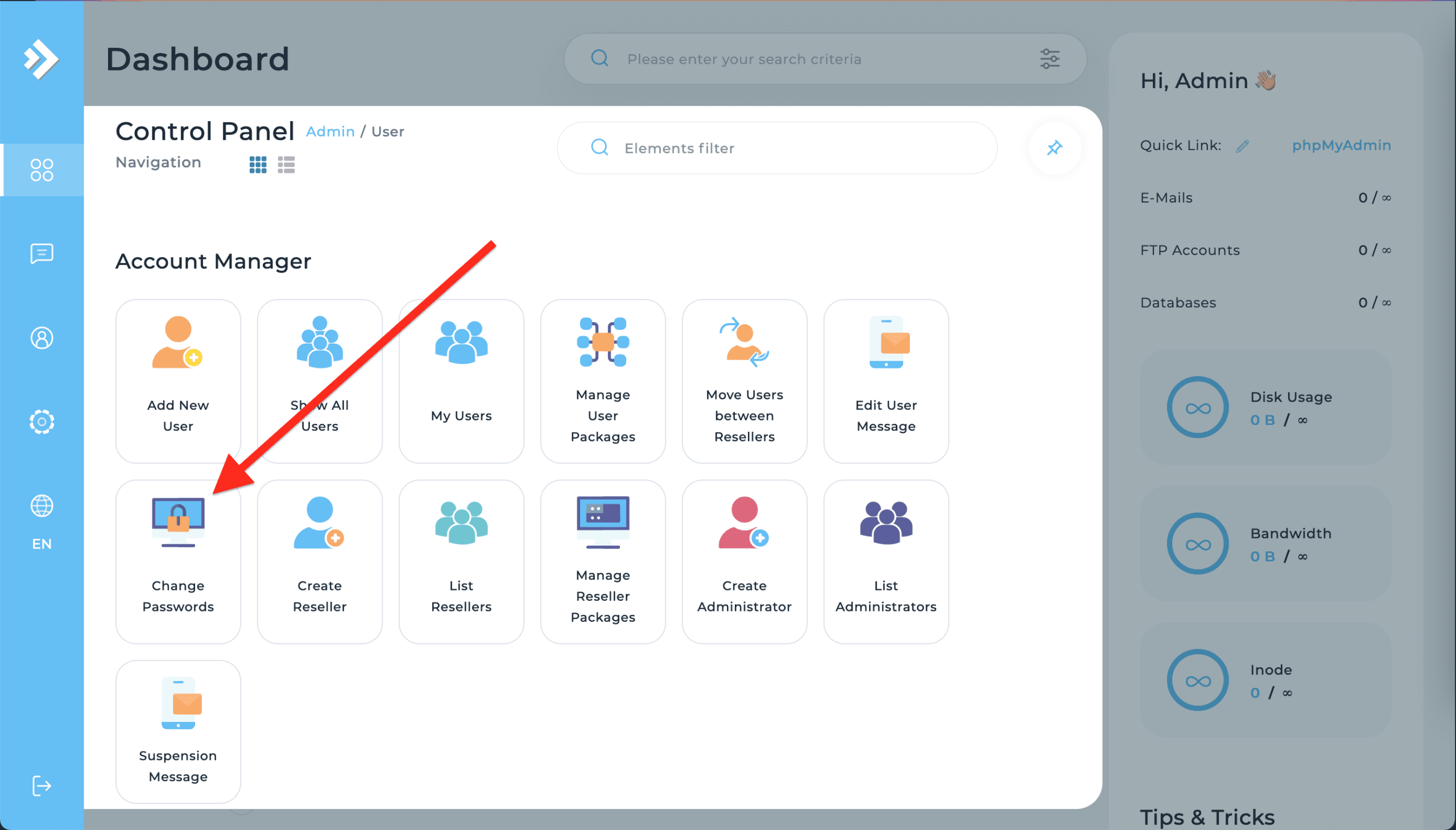 Hướng dẫn đổi mật khẩu DirectAdmin 3 đổi mật khẩu DirectAdmin - khôi phục mật khẩu Admin DirectAdmin