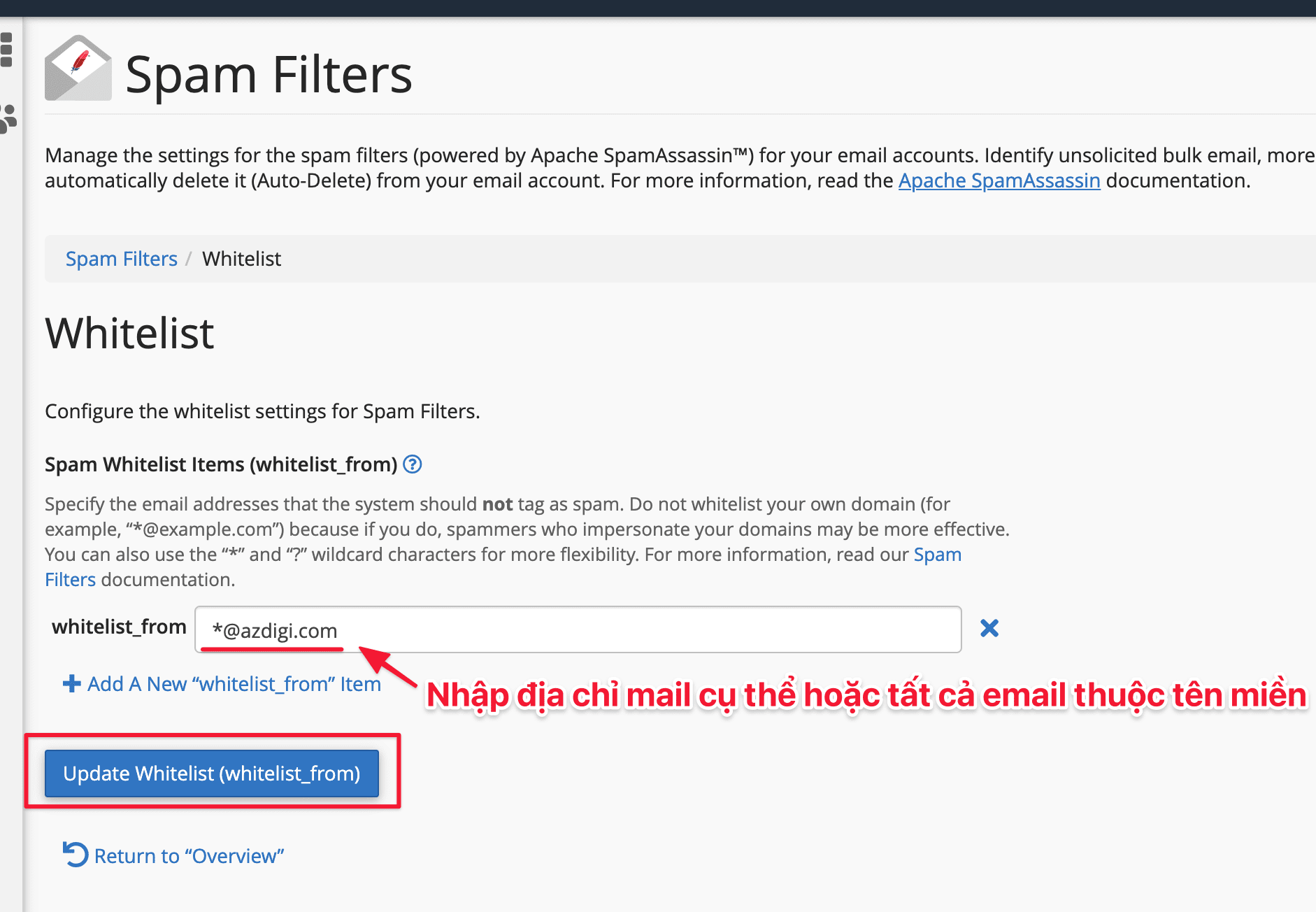 Hướng dẫn sử dụng Spam Filters trong cPanel 10 Hướng dẫn sử dụng Spam Filters cPanel