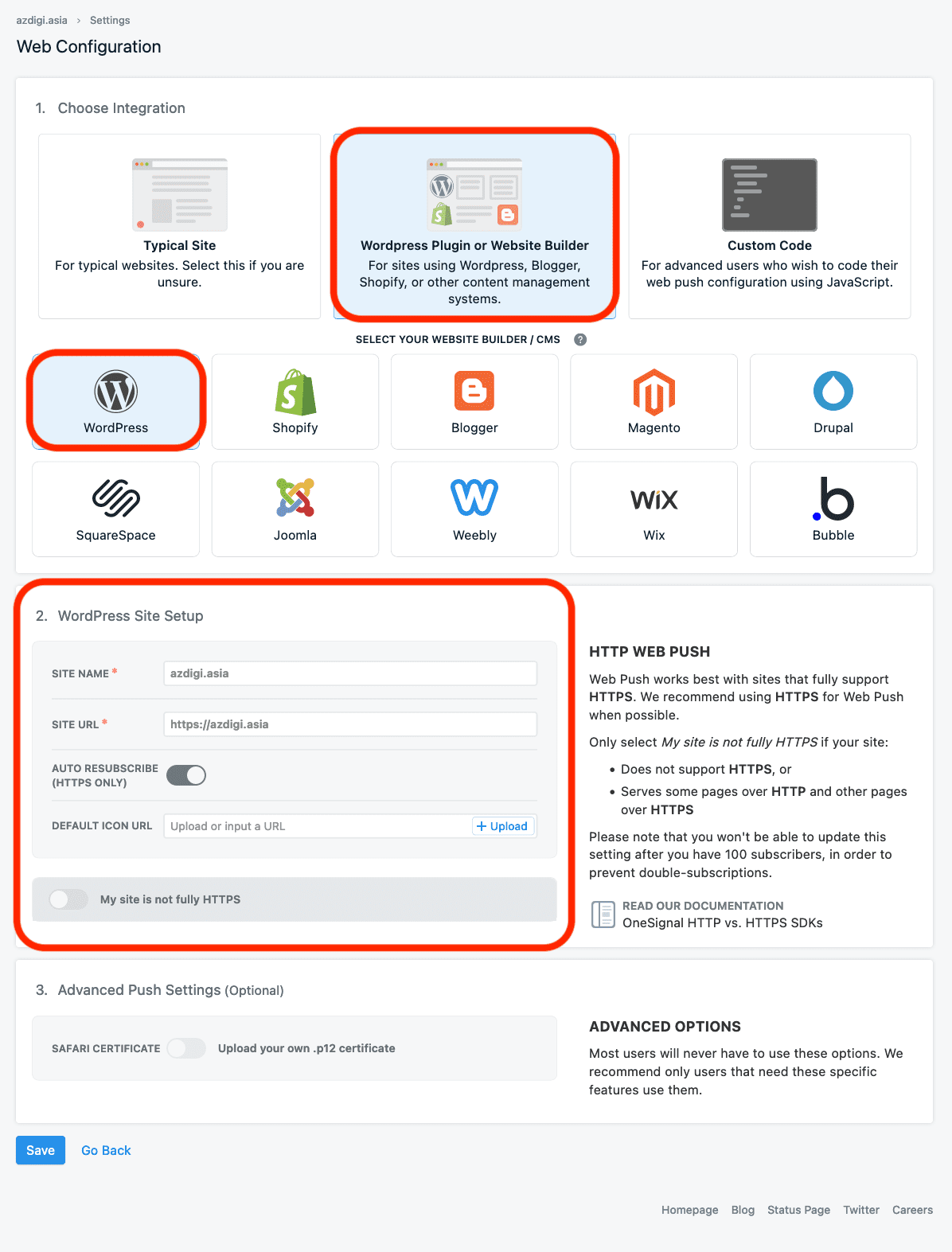 Hướng dẫn tạo thông báo đẩy cho WordPress 9 Screenshot 2022 05 19 at 23 45 46 OneSignal Mobile Push Notifications
