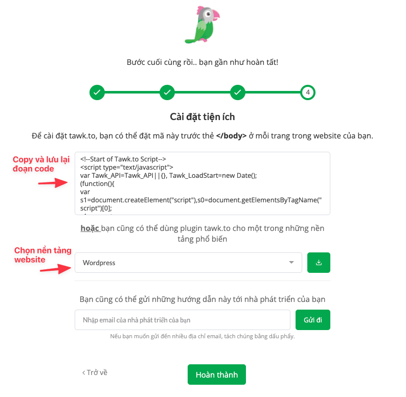 Cài đặt Tawk.to lên website WordPress