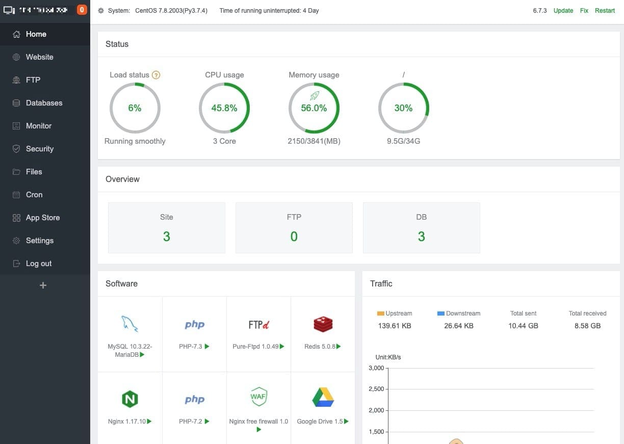 Hướng dẫn cài đặt aaPanel (How to install aaPanel on the server) 3 aaapanel dashboard