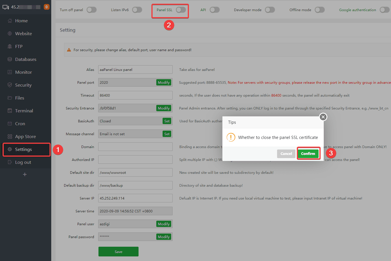 Hướng dẫn đổi thông tin quản trị aaPanel (How to change admin information aaPanel) 6 aapanel1 1