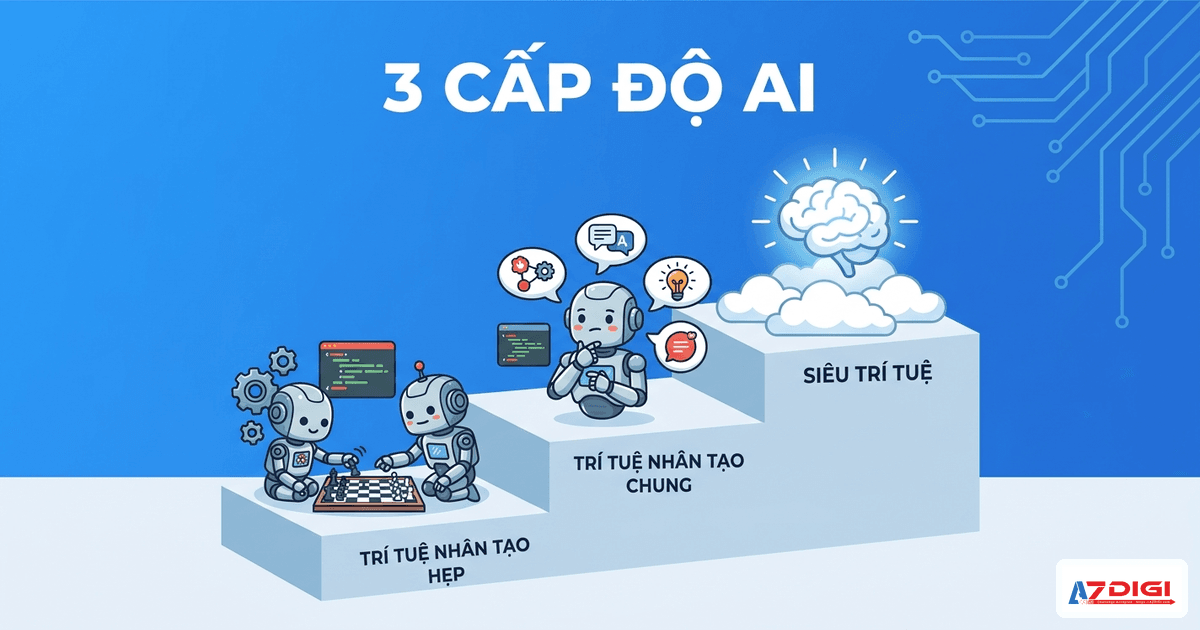 AI là gì? Phân loại, cách hoạt động và 10 ứng dụng thực tế 3 3 cấp độ AI - Narrow AI General AI Super AI
