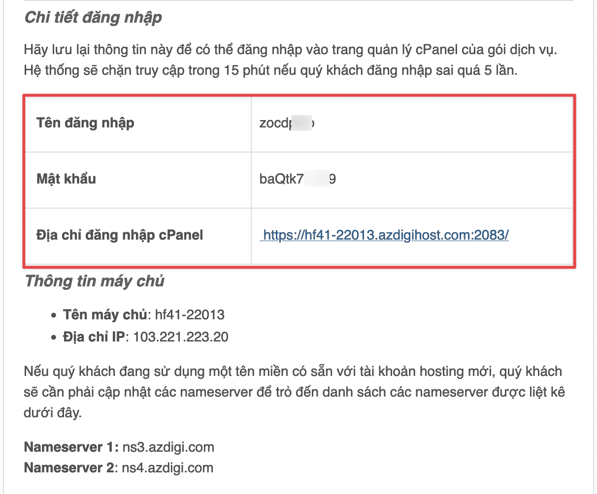 Cách đăng nhập vào cPanel của Hosting 2 anh 110