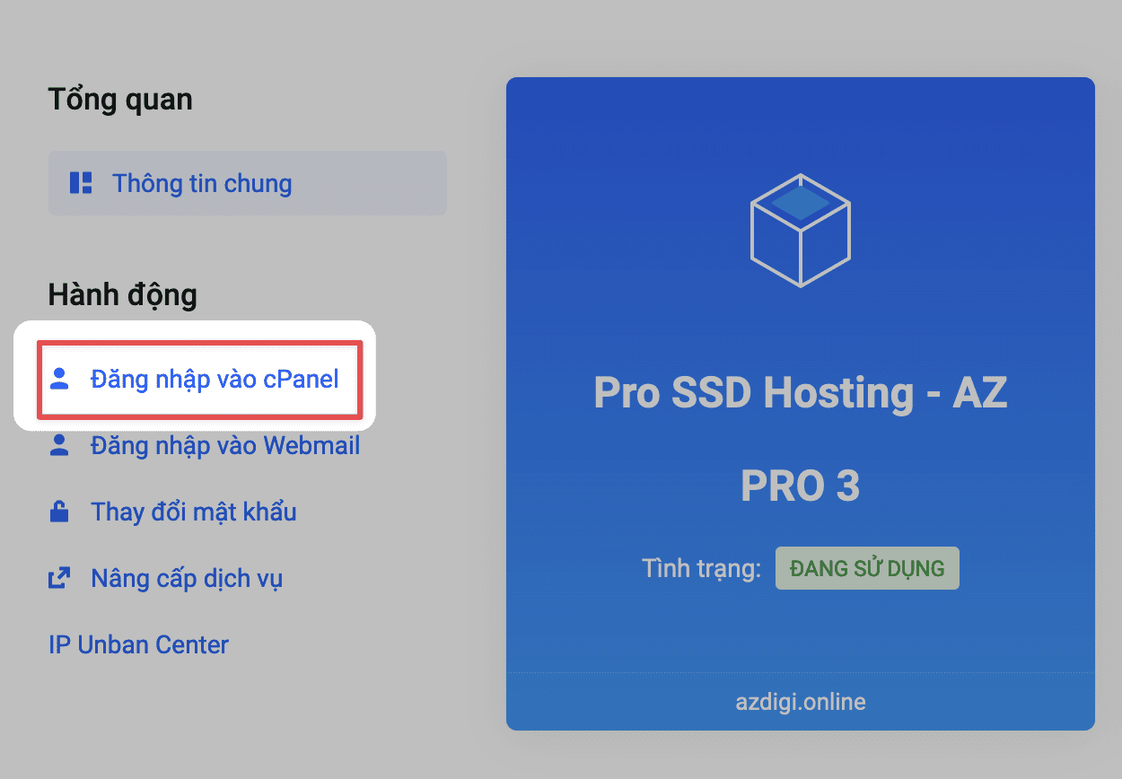 Cách đăng nhập vào cPanel của Hosting 5 anh 114