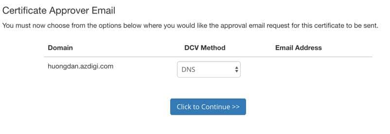 Hướng dẫn xác thực chứng chỉ SSL dùng thử 90 ngày 4 azdigi comodossl 4