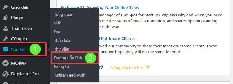 Sửa lỗi 404 Not Found trong WordPress 3 Truy cập vào khu vực cấu hình đường dẫn tĩnh của WordPress