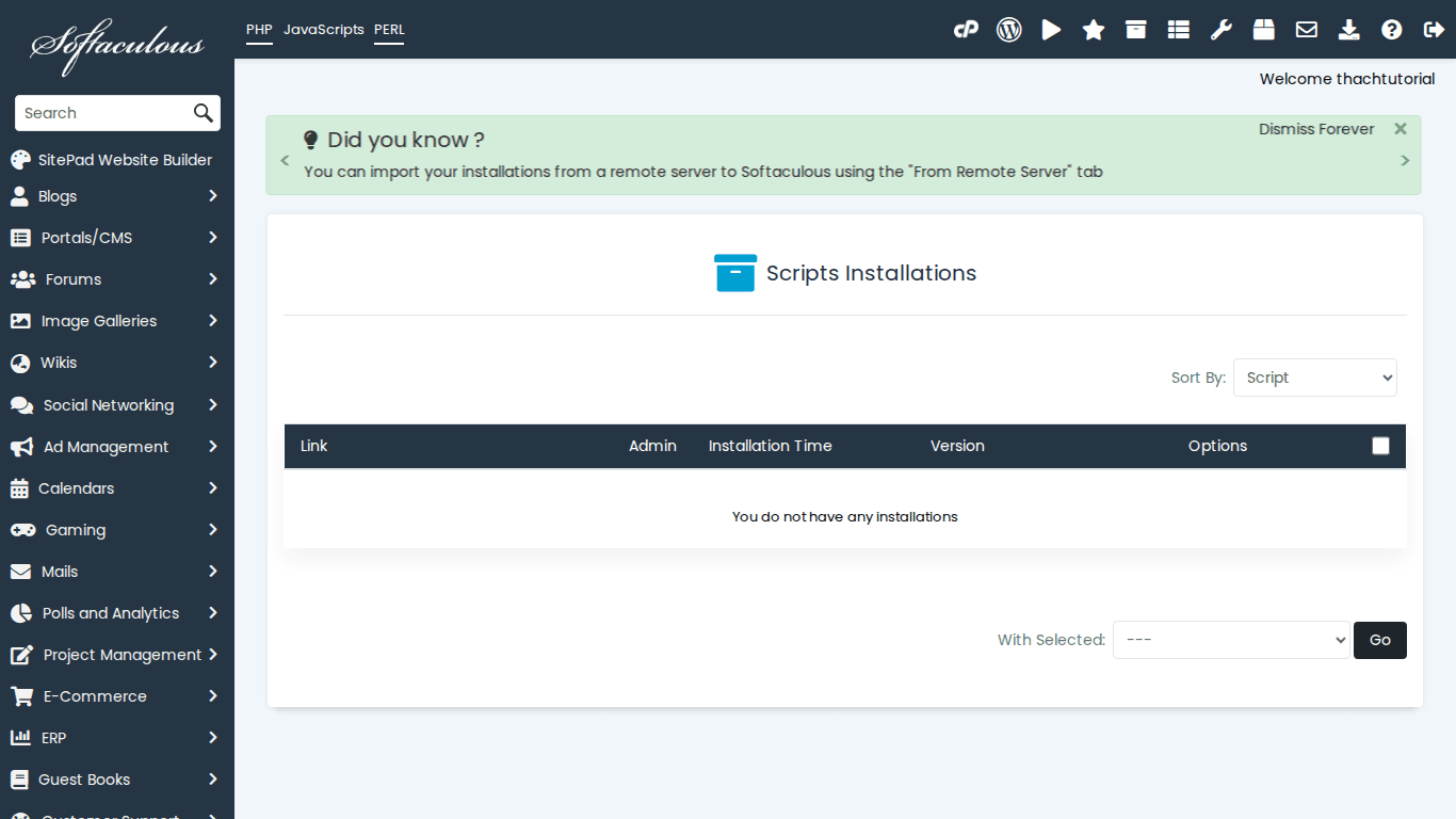Cài WordPress tự động với Softaculous trên cPanel 1 Screenshot softaculous-wp cPanel