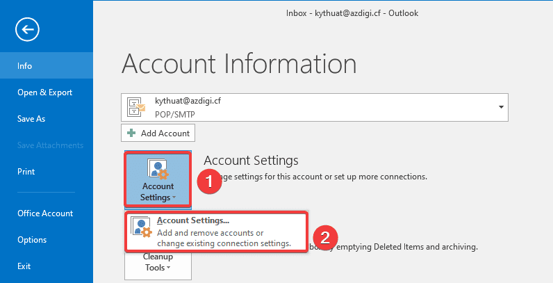 Hướng dẫn xoá tài khoản Email trên Outlook 3 deleteout2