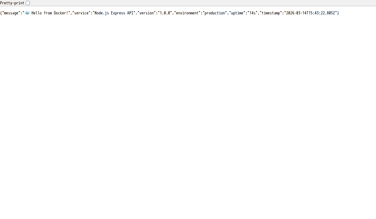 Deploy ứng dụng Node.js / Python với Docker Compose 3 Node.js Express API response trên Docker