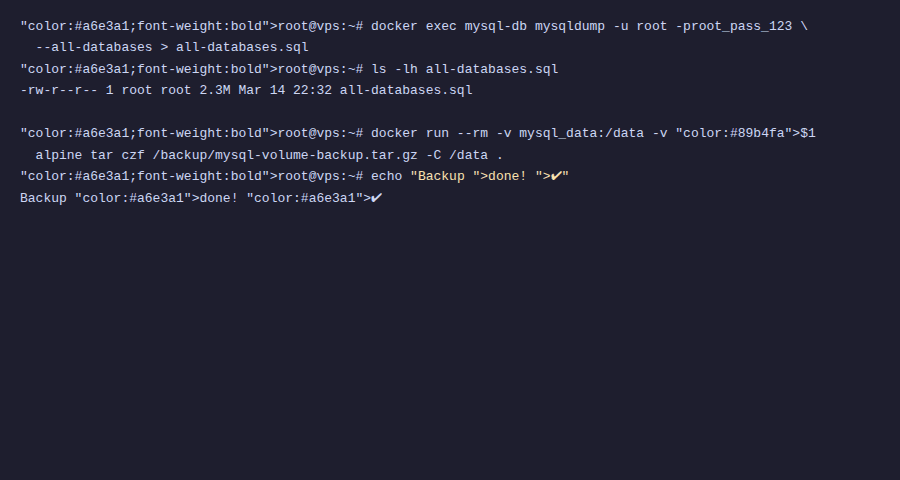 Backup & Restore dữ liệu Docker Volume 4 Backup database MySQL trong Docker