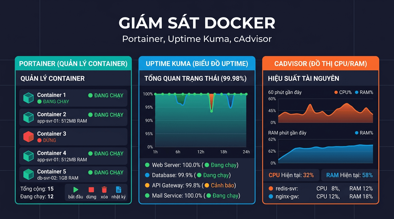 Monitoring Docker với Portainer, Uptime Kuma và cAdvisor 2 Monitoring Docker với Portainer, Uptime Kuma, cAdvisor