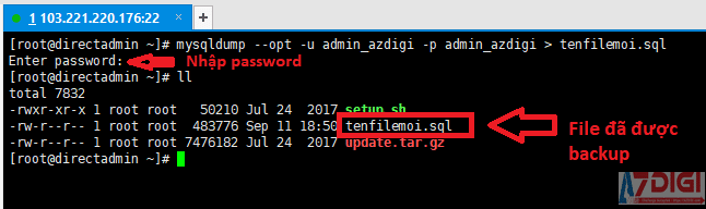 Lệnh backup và restore MySQL trên Linux 1 Lệnh backup và restore MySQL trên Linux