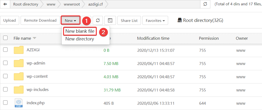 Hướng dẫn sử dụng File Manager trên aaPanel 6 Hướng dẫn sử dụng File Manager aaPanel